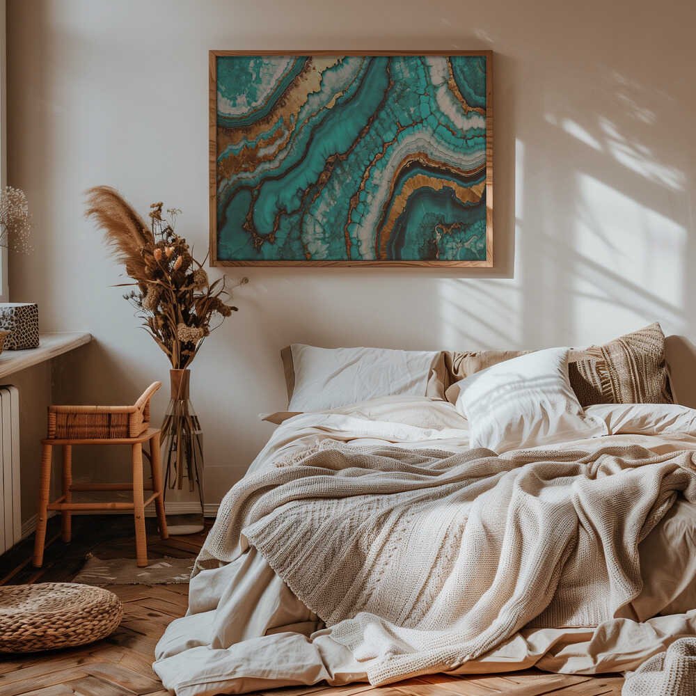 Wirling Patterns In Vibrant Turquoise - Stretched Canvas, Poster or Fine Art Print - I Heart Wall Art - Poster Print, Canvas Print or Framed Art Print