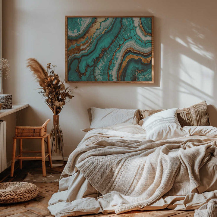 Wirling Patterns In Vibrant Turquoise - Stretched Canvas, Poster or Fine Art Print - I Heart Wall Art - Poster Print, Canvas Print or Framed Art Print