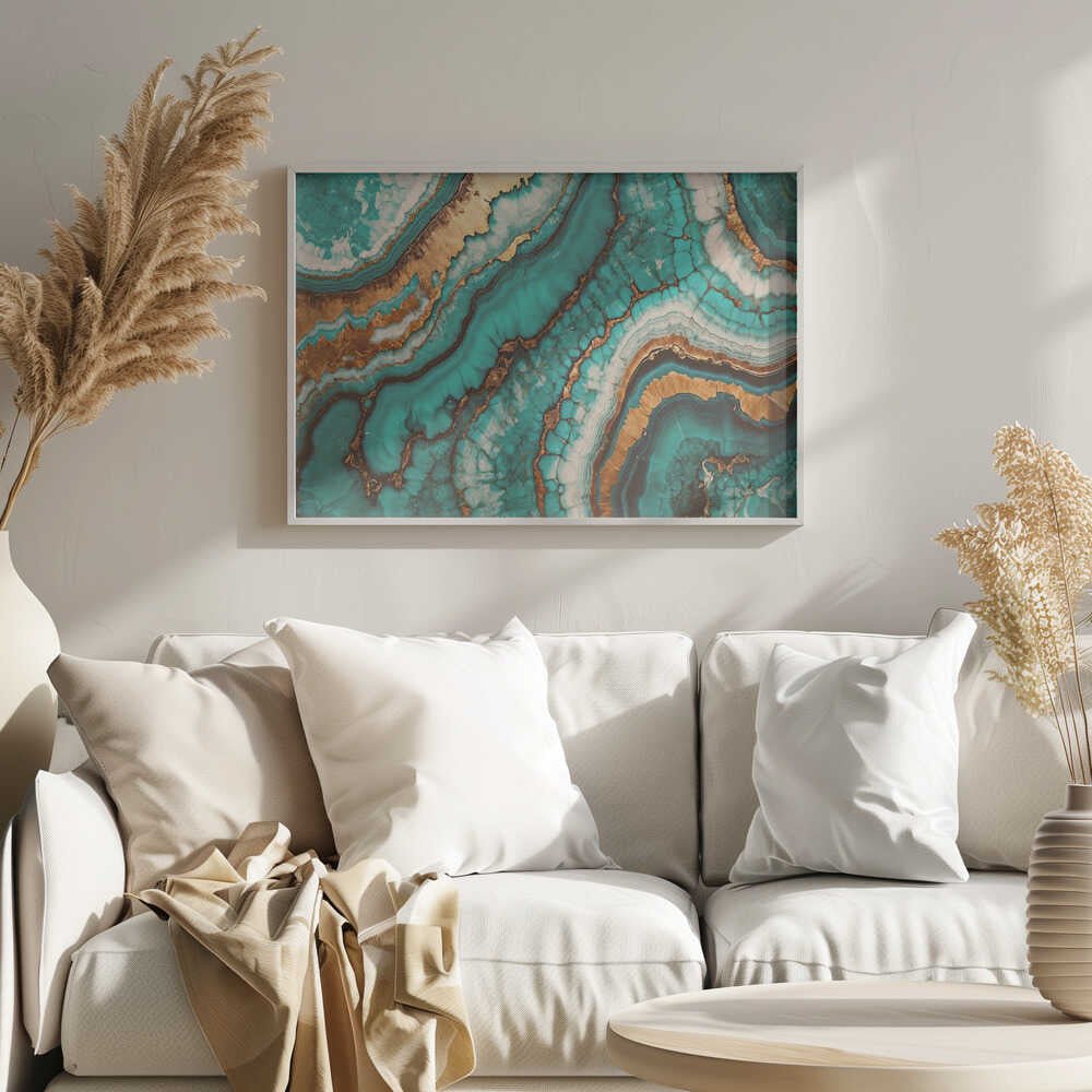 Wirling Patterns In Vibrant Turquoise - Stretched Canvas, Poster or Fine Art Print - I Heart Wall Art - Poster Print, Canvas Print or Framed Art Print