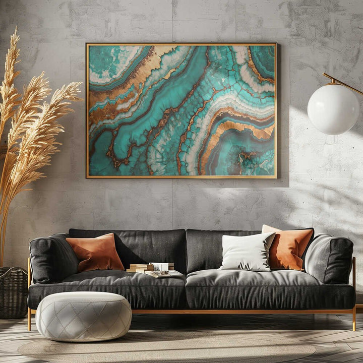 Wirling Patterns In Vibrant Turquoise - Stretched Canvas, Poster or Fine Art Print - I Heart Wall Art - Poster Print, Canvas Print or Framed Art Print