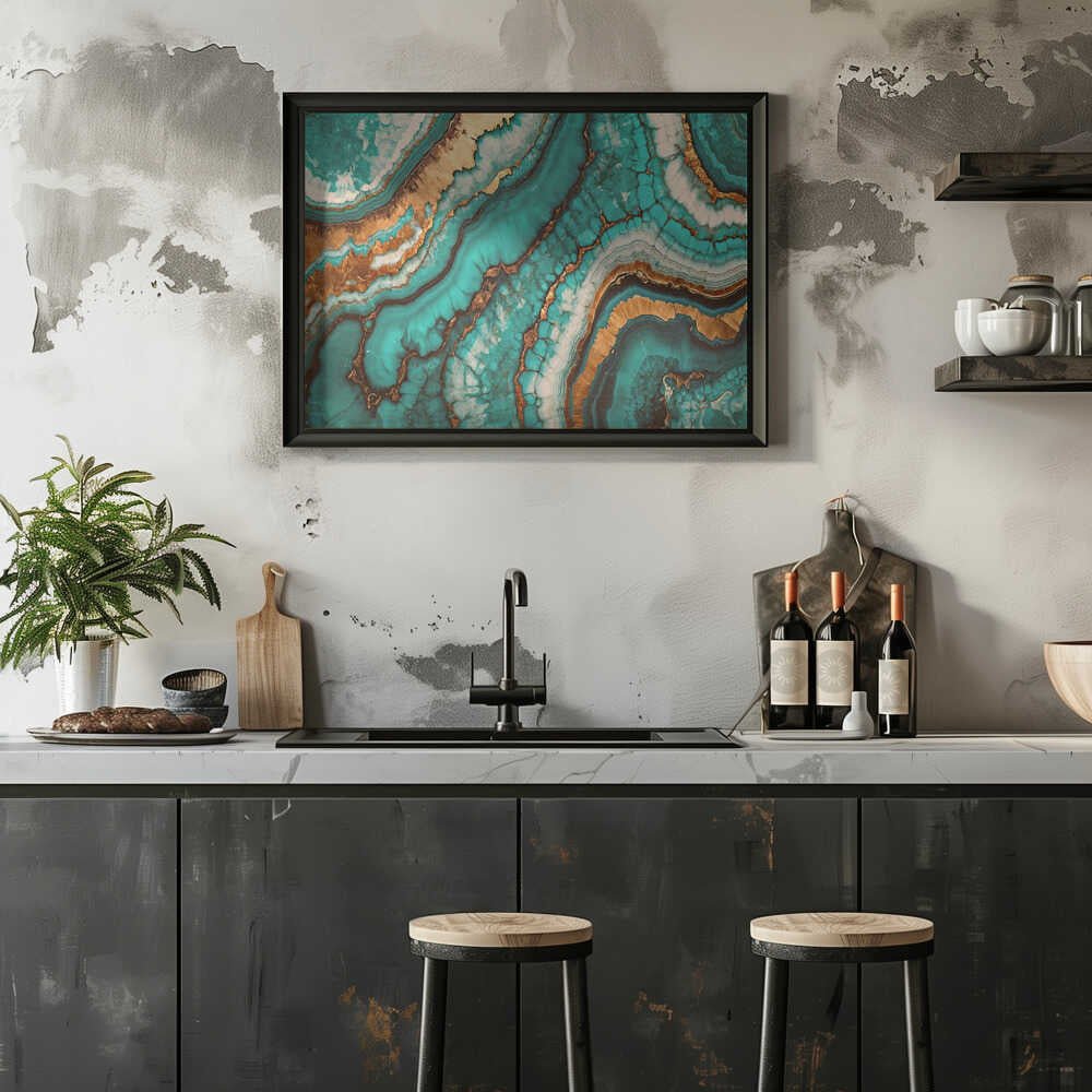 Wirling Patterns In Vibrant Turquoise - Stretched Canvas, Poster or Fine Art Print - I Heart Wall Art - Poster Print, Canvas Print or Framed Art Print