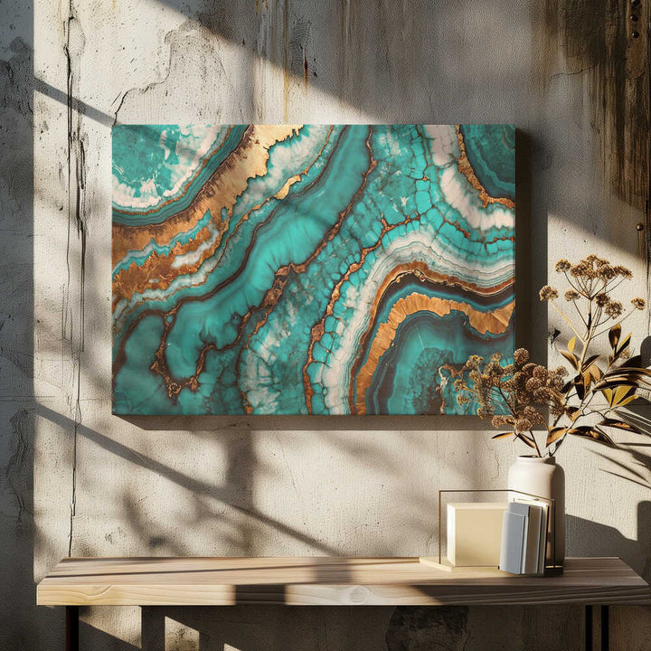 Wirling Patterns In Vibrant Turquoise - Stretched Canvas, Poster or Fine Art Print - I Heart Wall Art - Poster Print, Canvas Print or Framed Art Print