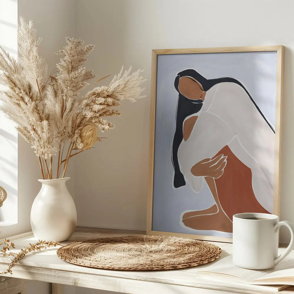 Woman Embracing Herself Print By Ivy Green Illustrations - Stretched Canvas, Poster or Fine Art Print I Heart Wall Art