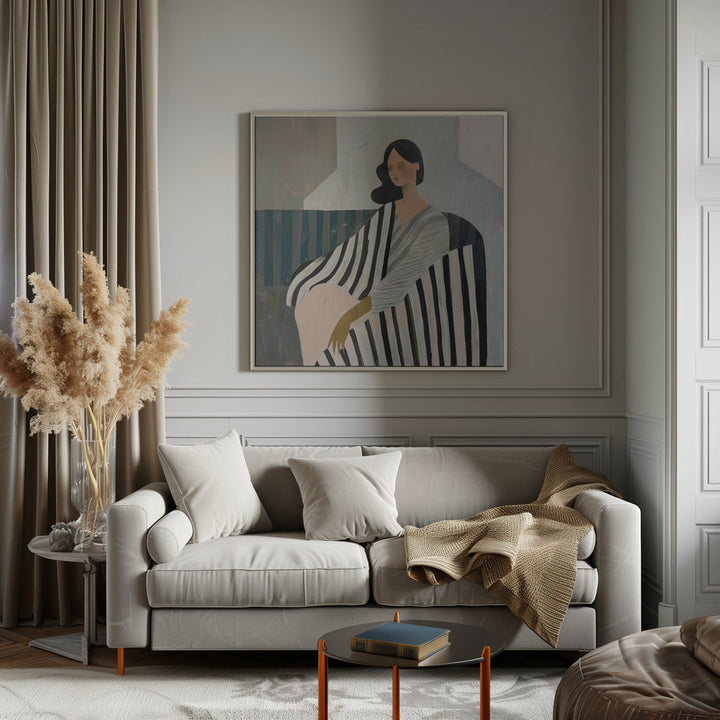 Woman In Recline - Square Stretched Canvas, Poster or Fine Art Print I Heart Wall Art