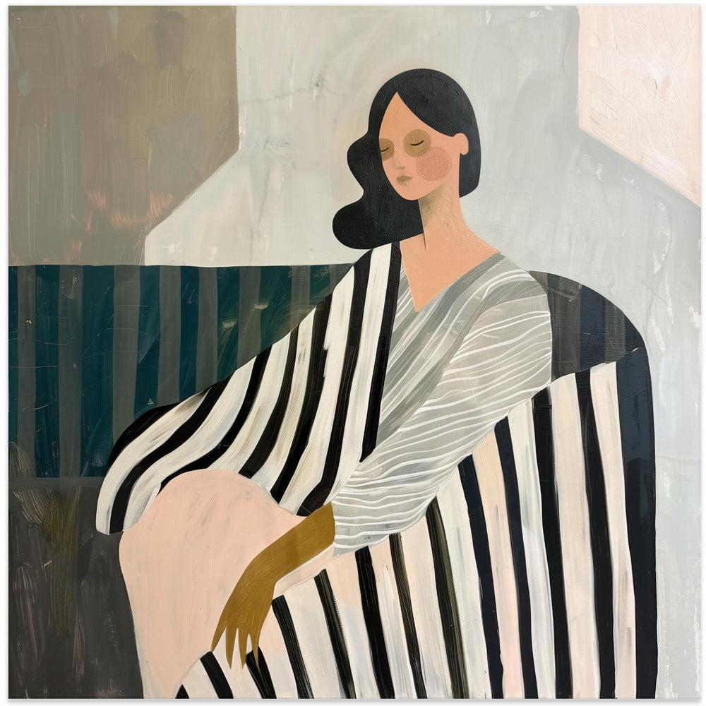 Woman In Recline - Square Stretched Canvas, Poster or Fine Art Print I Heart Wall Art