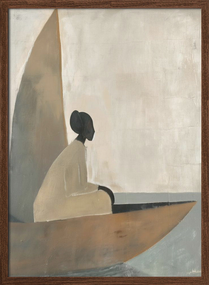 Woman On Boat - Stretched Canvas, Poster or Fine Art Print I Heart Wall Art