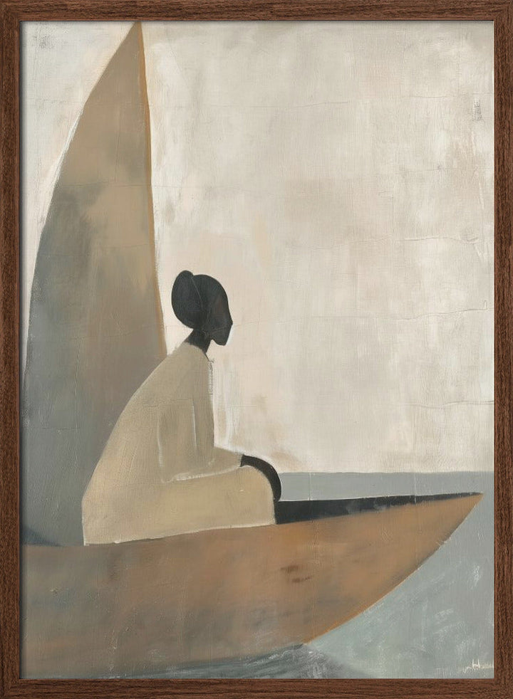 Woman On Boat - Stretched Canvas, Poster or Fine Art Print I Heart Wall Art