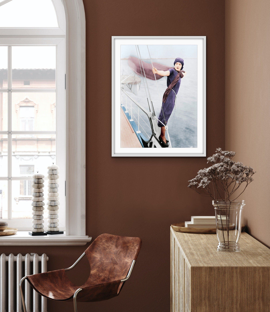 Woman On Yacht - Vintage Photographic Print On Paper Or Canvas - I Heart Wall Art