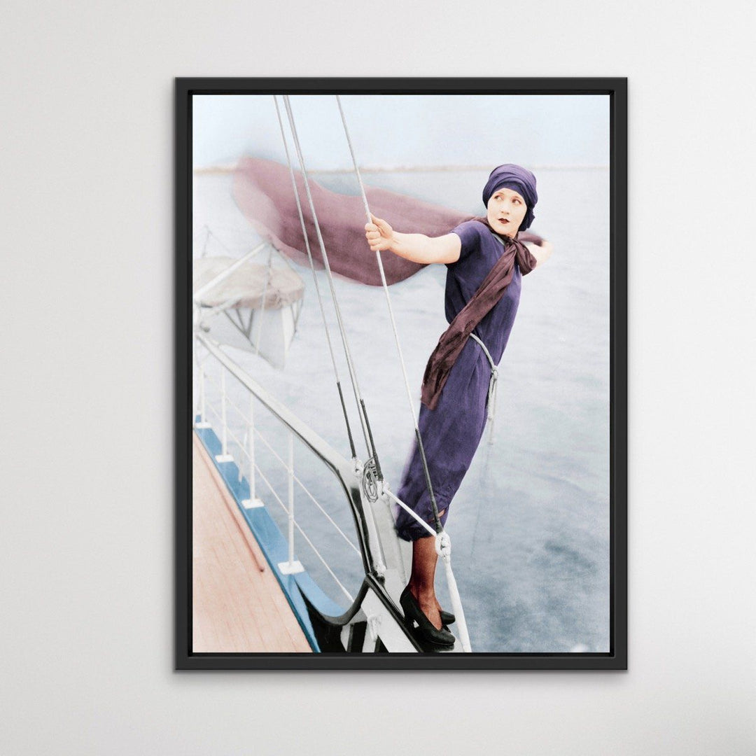 Woman On Yacht - Vintage Photographic Print On Paper Or Canvas - I Heart Wall Art