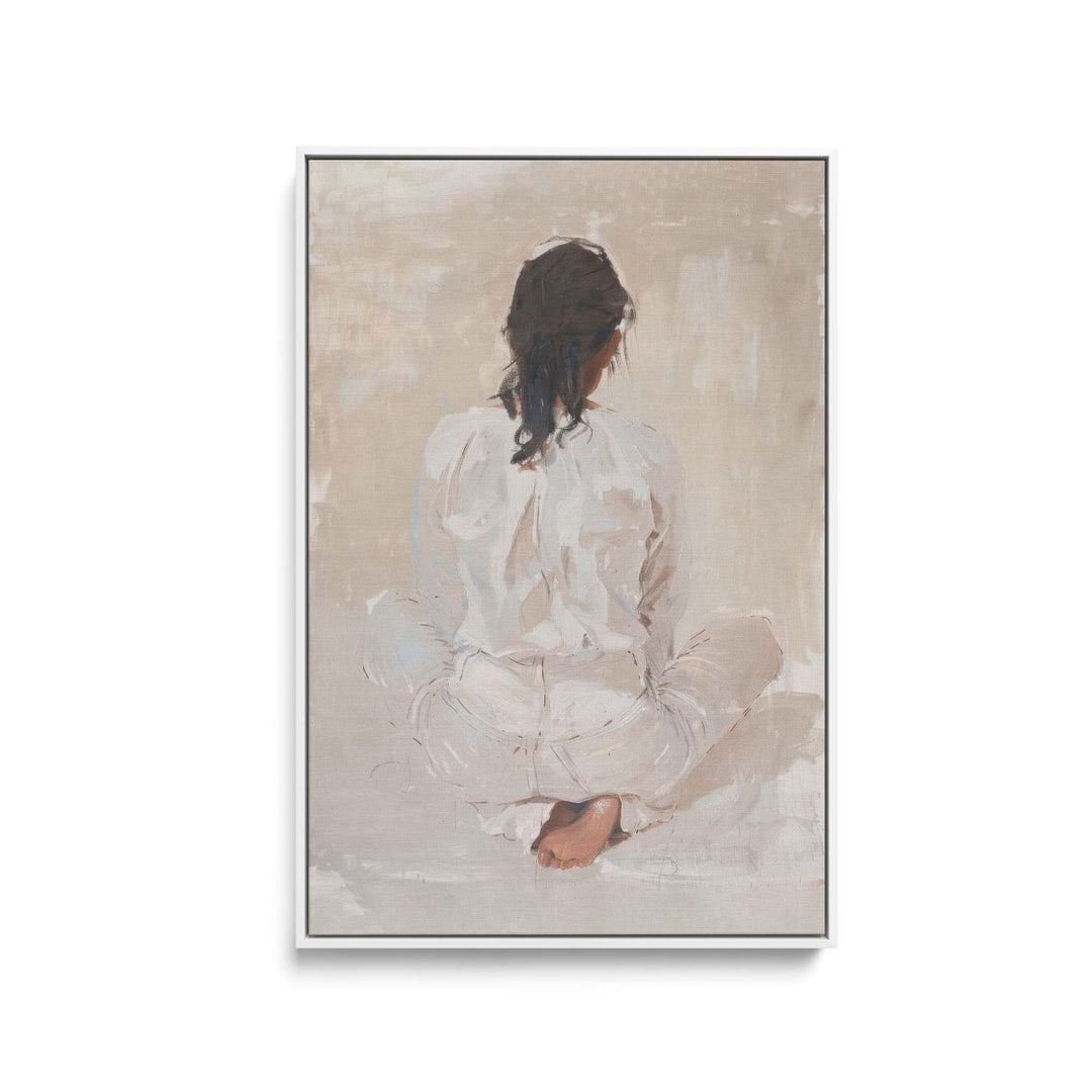 Woman Sitting - Contemporary Faceless Woman Neutral Print - I Heart Wall Art - Poster Print, Canvas Print or Framed Art Print