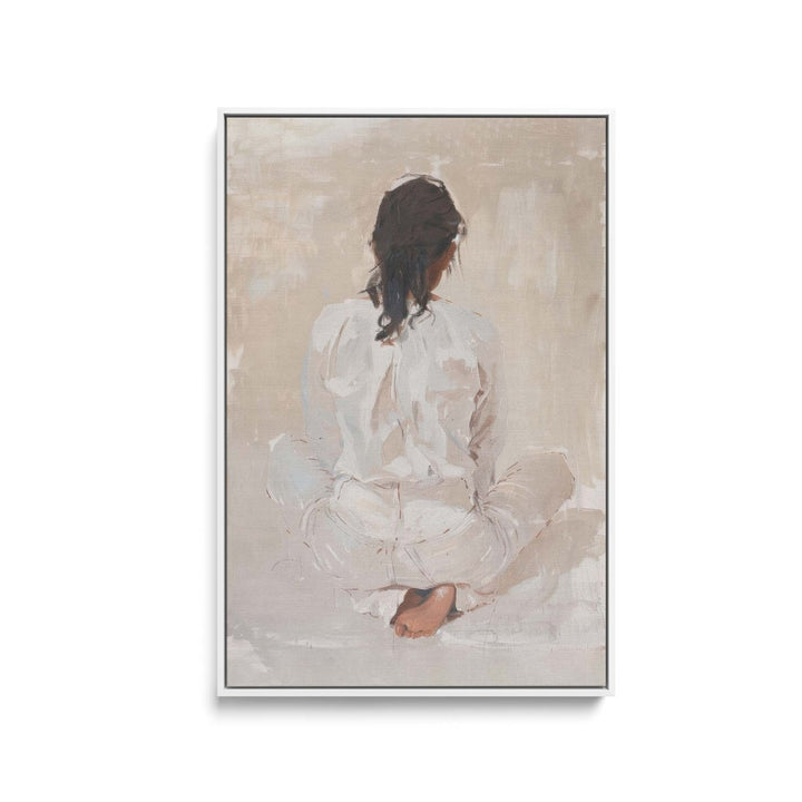 Woman Sitting - Contemporary Faceless Woman Neutral Print - I Heart Wall Art - Poster Print, Canvas Print or Framed Art Print