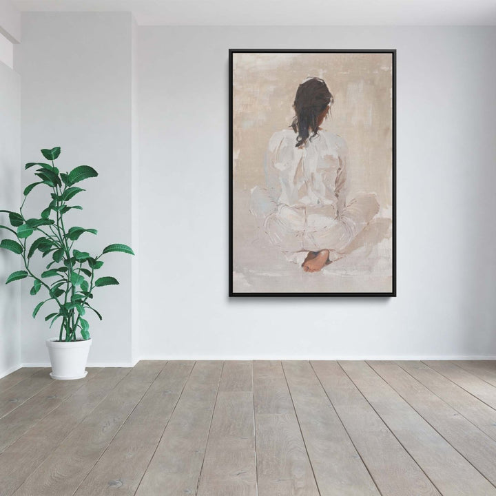 Woman Sitting - Contemporary Faceless Woman Neutral Print - I Heart Wall Art - Poster Print, Canvas Print or Framed Art Print