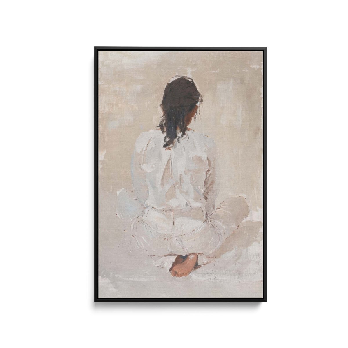 Woman Sitting - Contemporary Faceless Woman Neutral Print - I Heart Wall Art - Poster Print, Canvas Print or Framed Art Print