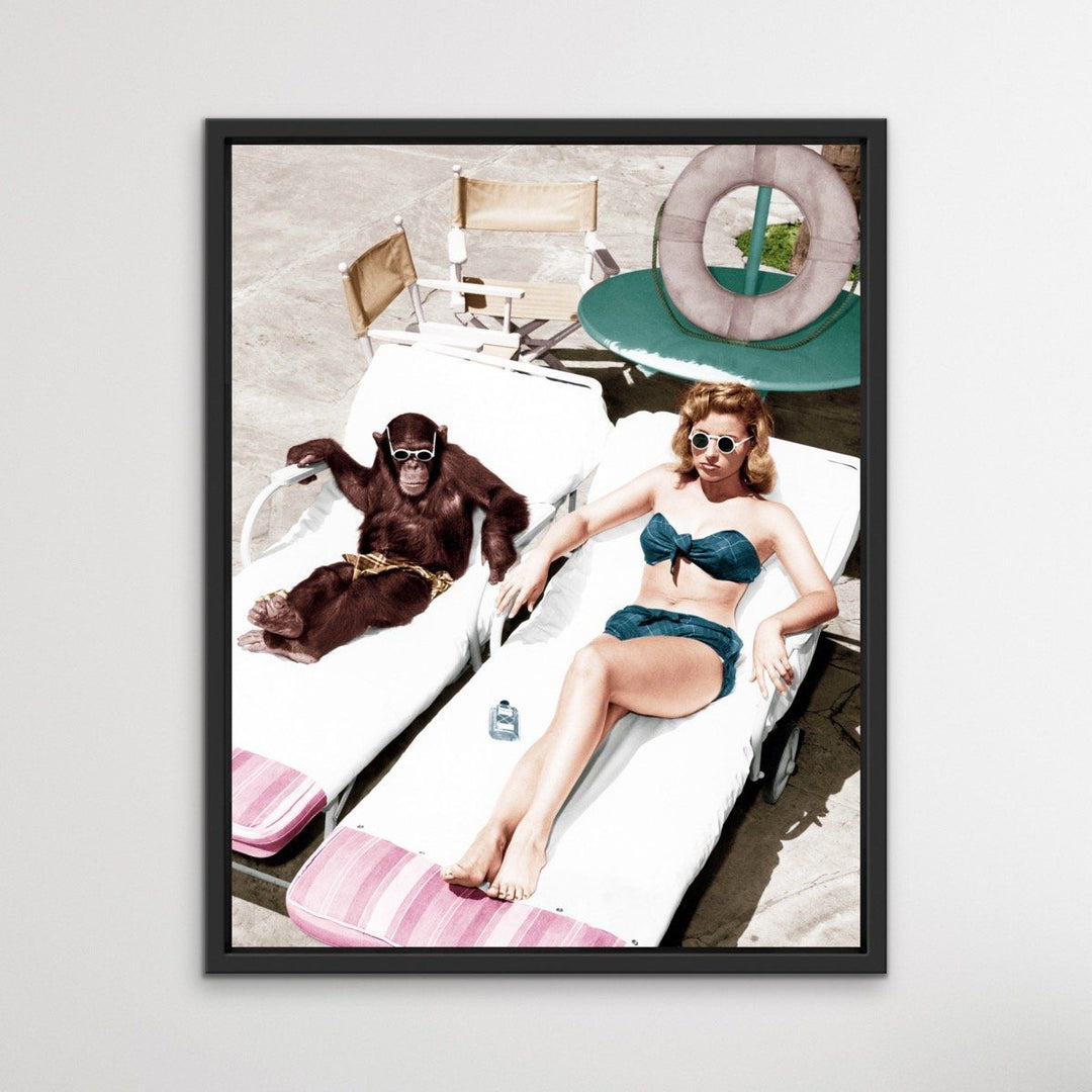 Woman With Chimpanzee - Vintage Photographic Print On Paper Or Canvas - I Heart Wall Art