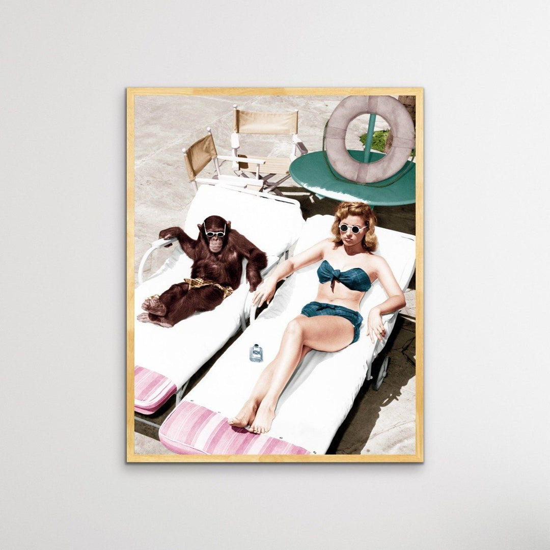 Woman With Chimpanzee - Vintage Photographic Print On Paper Or Canvas - I Heart Wall Art