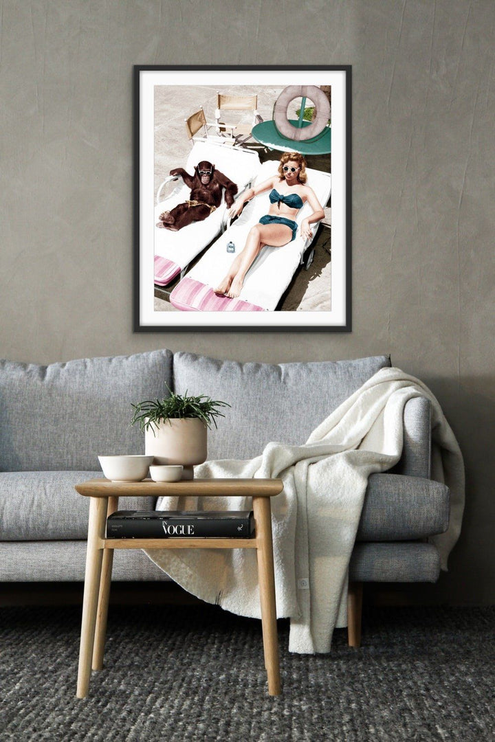 Woman With Chimpanzee - Vintage Photographic Print On Paper Or Canvas - I Heart Wall Art