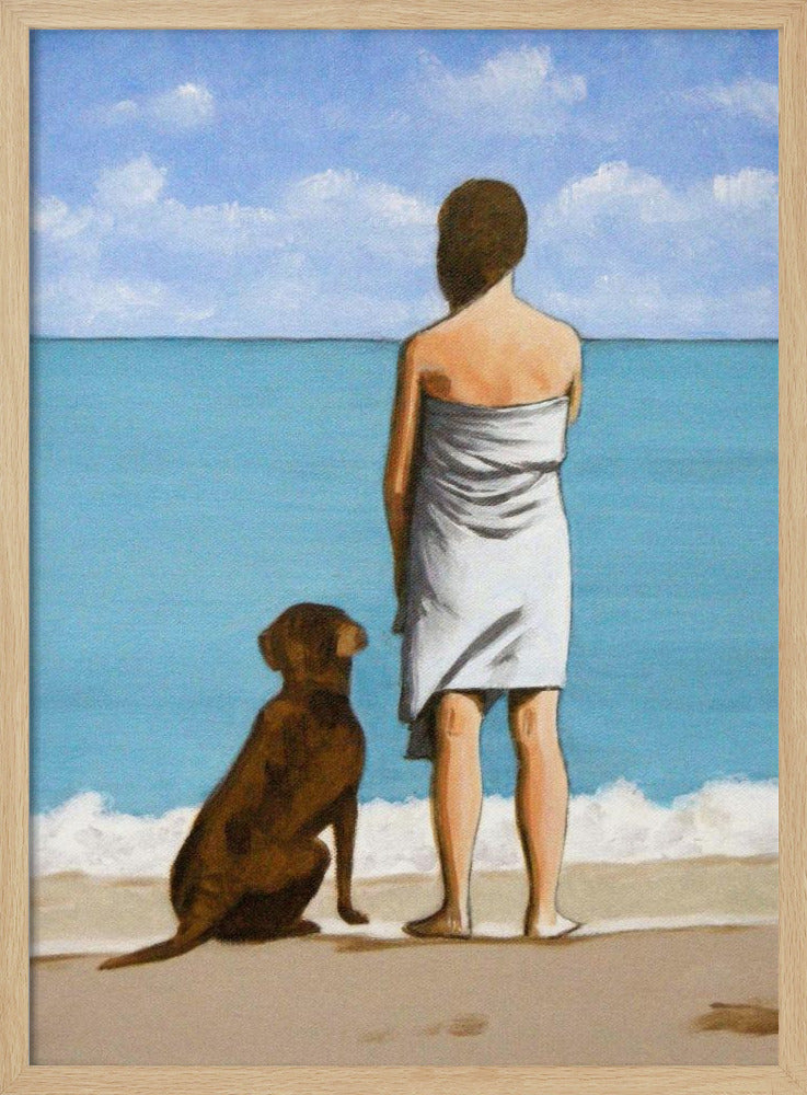 Woman with Dog - Stretched Canvas, Poster or Fine Art Print I Heart Wall Art