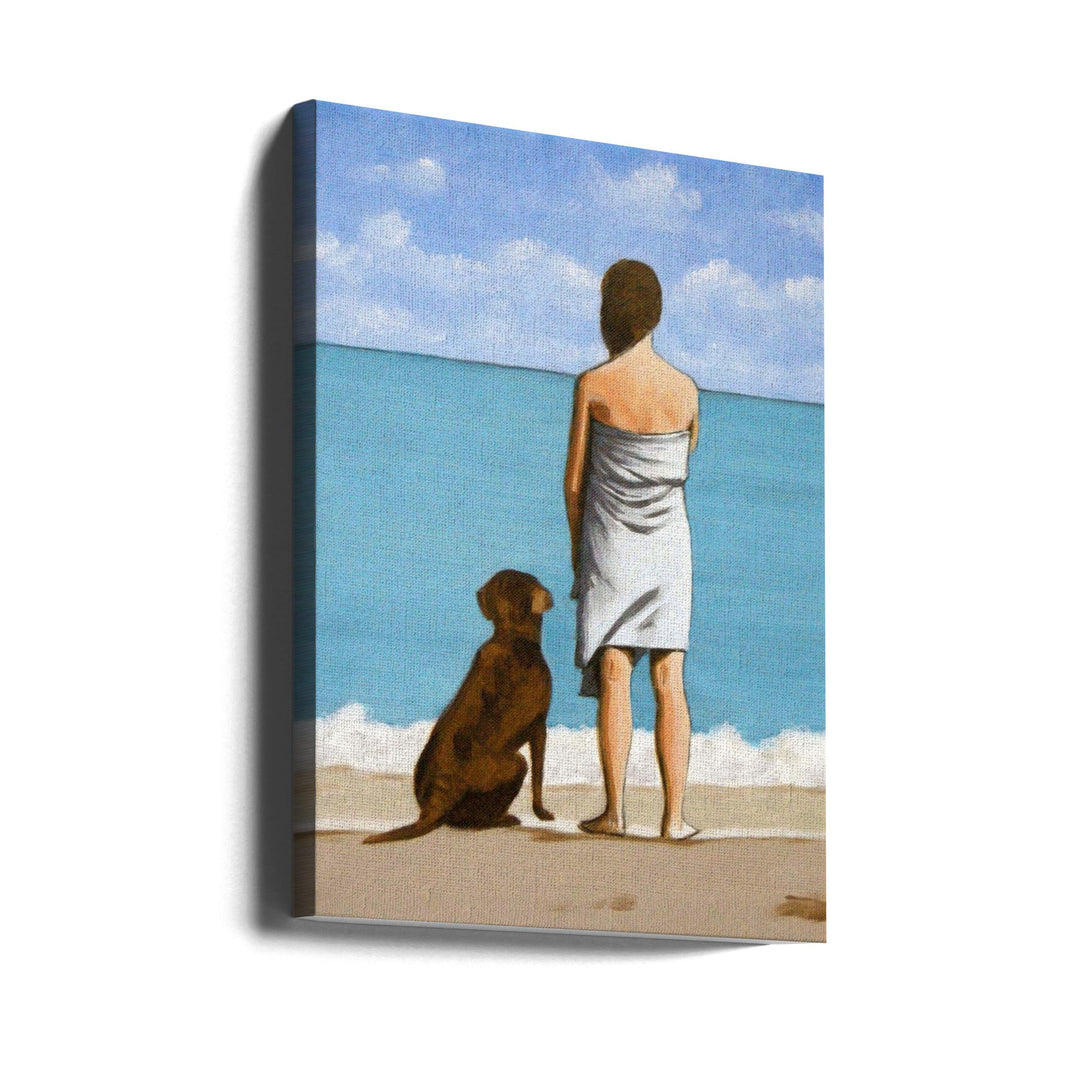 Woman with Dog - Stretched Canvas, Poster or Fine Art Print I Heart Wall Art