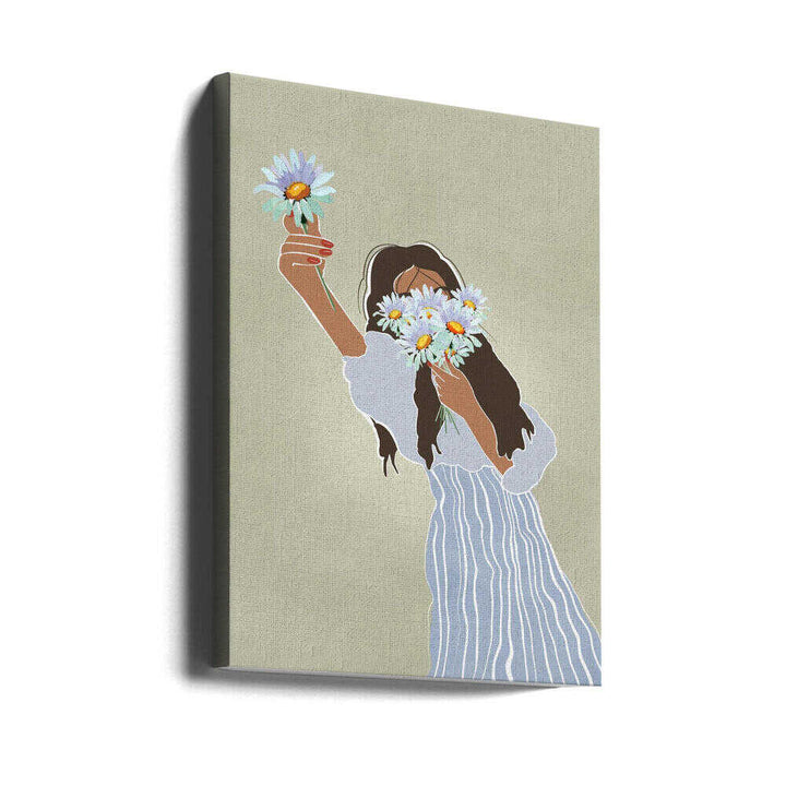Woman With Fresh Daisies - Stretched Canvas, Poster or Fine Art Print - I Heart Wall Art - Poster Print, Canvas Print or Framed Art Print