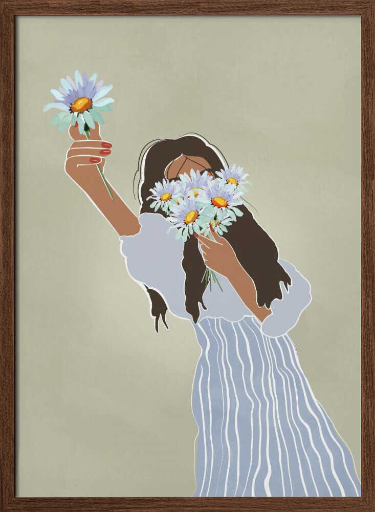 Woman With Fresh Daisies - Stretched Canvas, Poster or Fine Art Print - I Heart Wall Art - Poster Print, Canvas Print or Framed Art Print