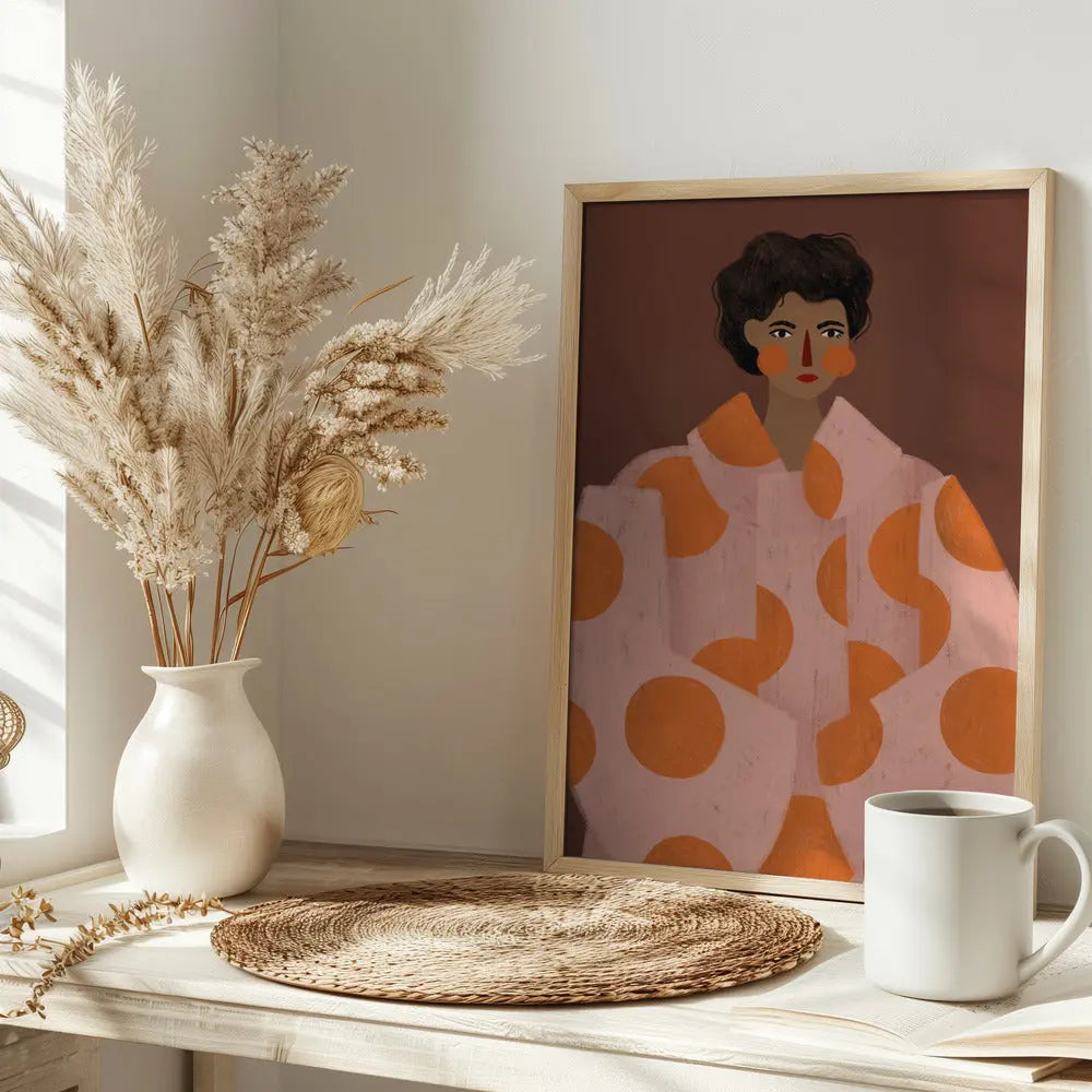Woman With Orange Dots - Stretched Canvas, Poster or Fine Art Print I Heart Wall Art