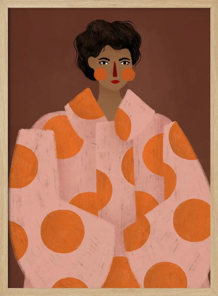 Woman With Orange Dots - Stretched Canvas, Poster or Fine Art Print I Heart Wall Art