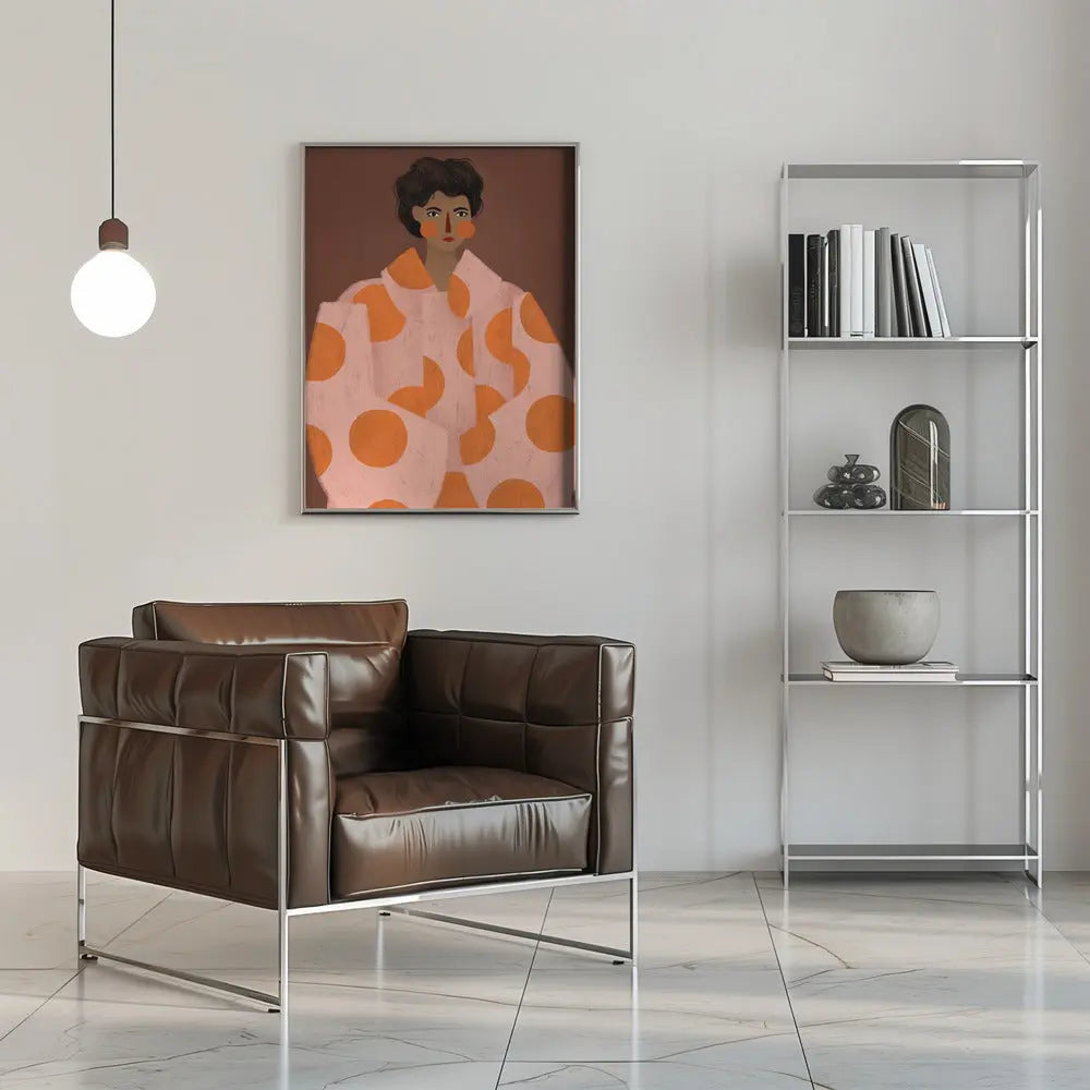 Woman With Orange Dots - Stretched Canvas, Poster or Fine Art Print I Heart Wall Art