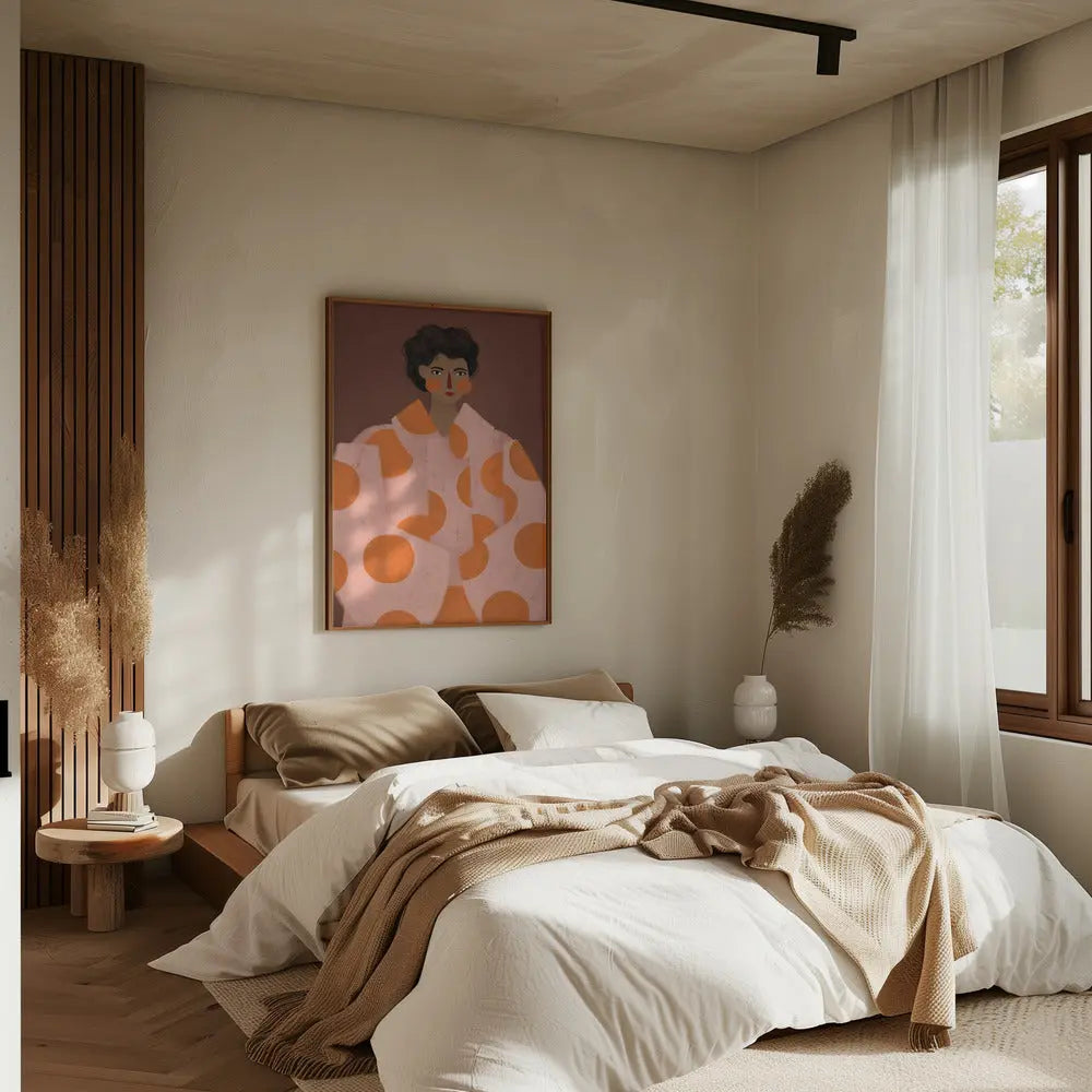 Woman With Orange Dots - Stretched Canvas, Poster or Fine Art Print I Heart Wall Art