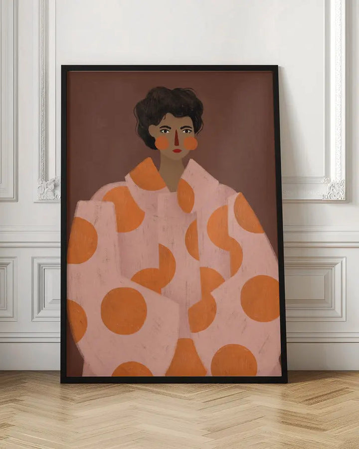 Woman With Orange Dots - Stretched Canvas, Poster or Fine Art Print I Heart Wall Art