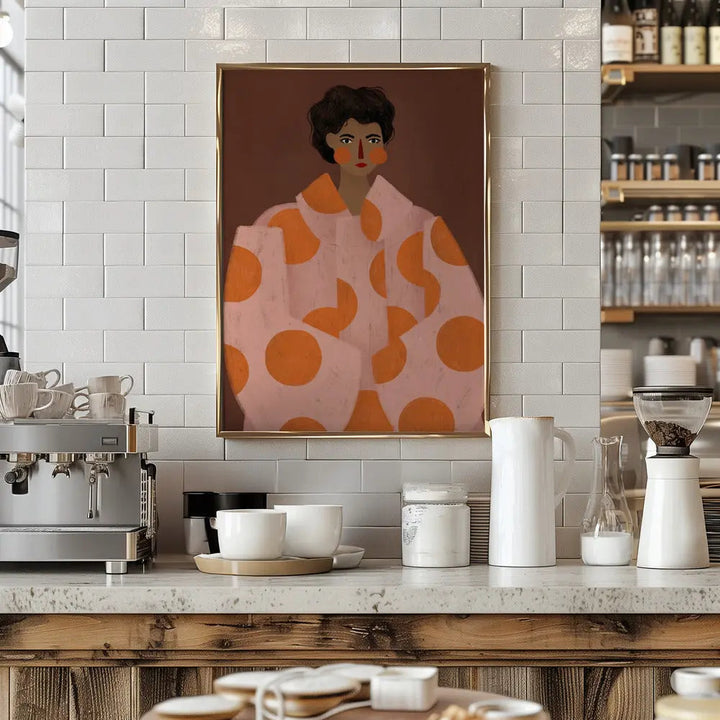 Woman With Orange Dots - Stretched Canvas, Poster or Fine Art Print I Heart Wall Art