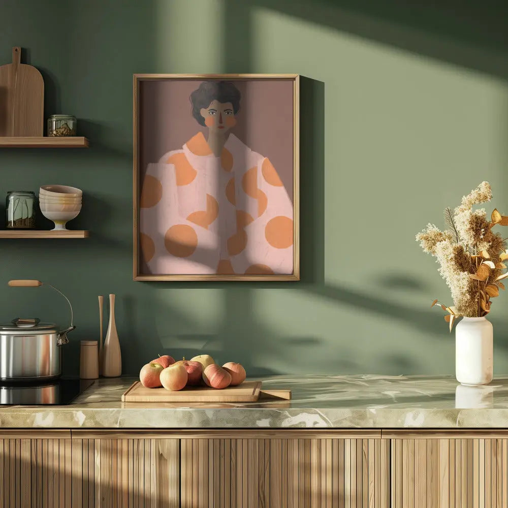Woman With Orange Dots - Stretched Canvas, Poster or Fine Art Print I Heart Wall Art