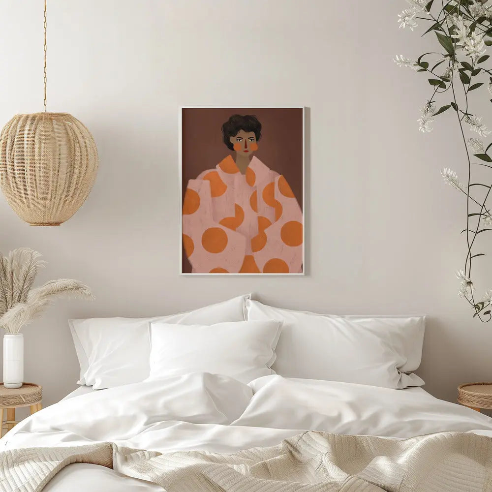 Woman With Orange Dots - Stretched Canvas, Poster or Fine Art Print I Heart Wall Art