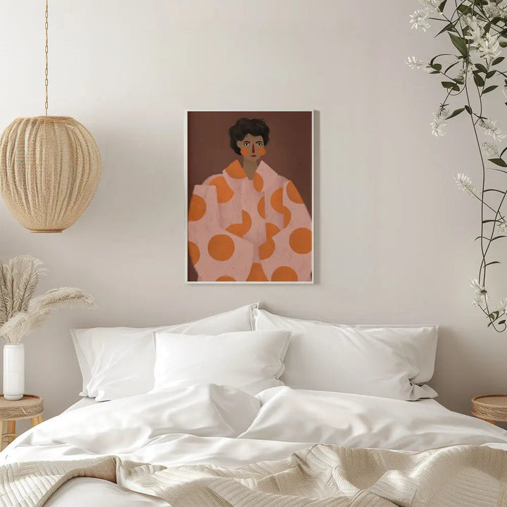 Woman With Orange Dots - Stretched Canvas, Poster or Fine Art Print I Heart Wall Art