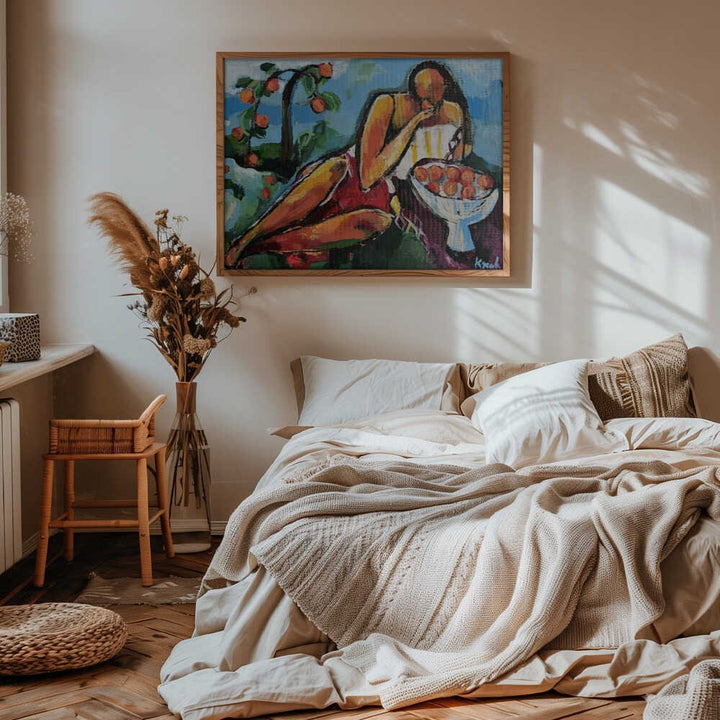 “Woman With Peaches” - Stretched Canvas, Poster or Fine Art Print - I Heart Wall Art - Poster Print, Canvas Print or Framed Art Print