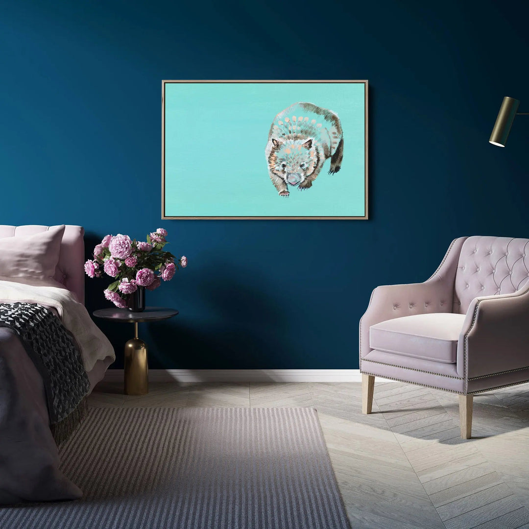 Wombat by Lucy Hawkins - Stretched Canvas Print or Framed Fine Art Print - Artwork I Heart Wall Art Australia 