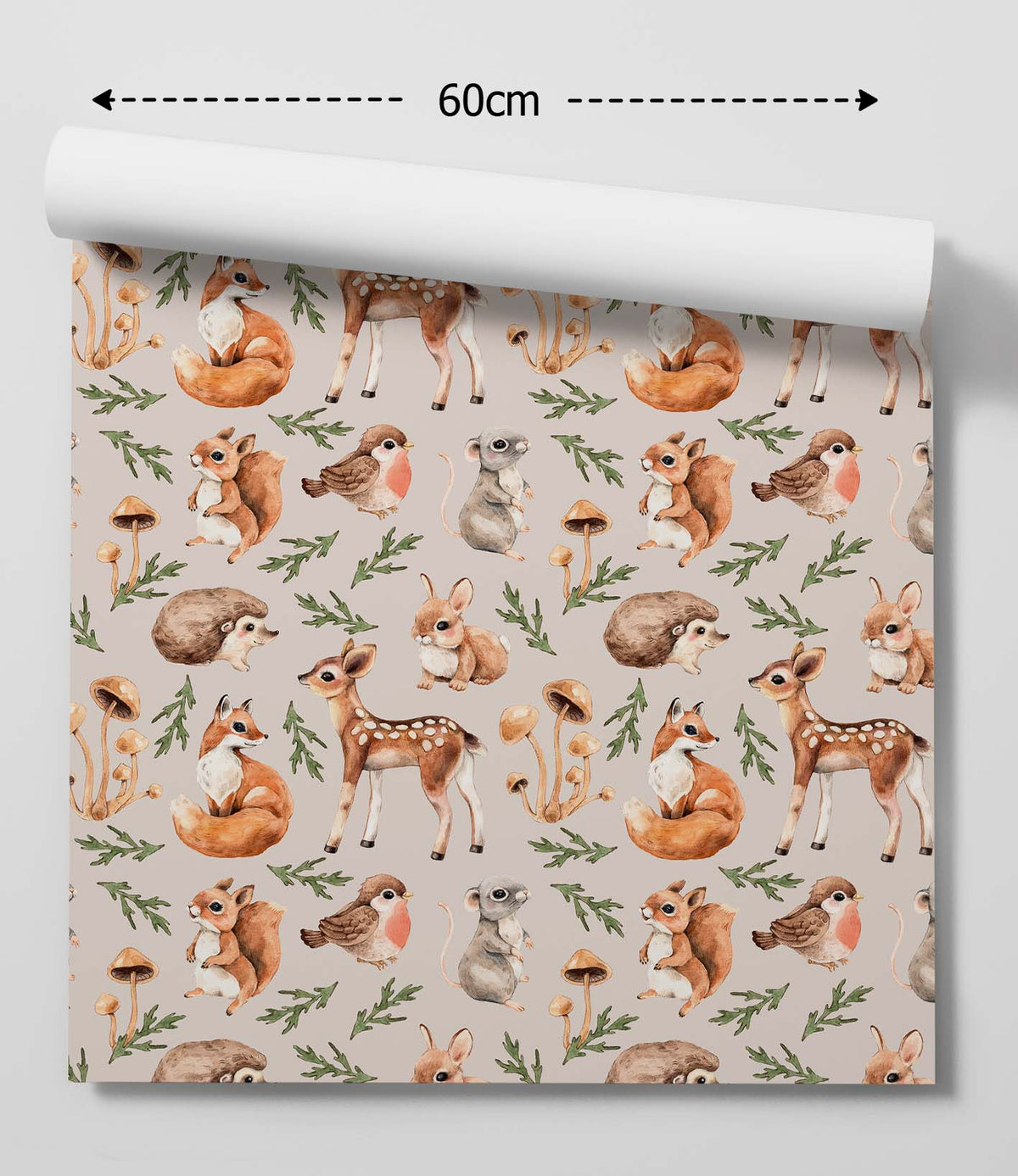 Woodland Animal - Cute Wallpaper With Deer Fox Squirrel and Robin