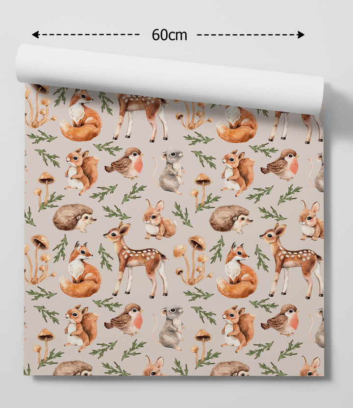 Woodland Animal - Cute Wallpaper With Deer Fox Squirrel and Robin