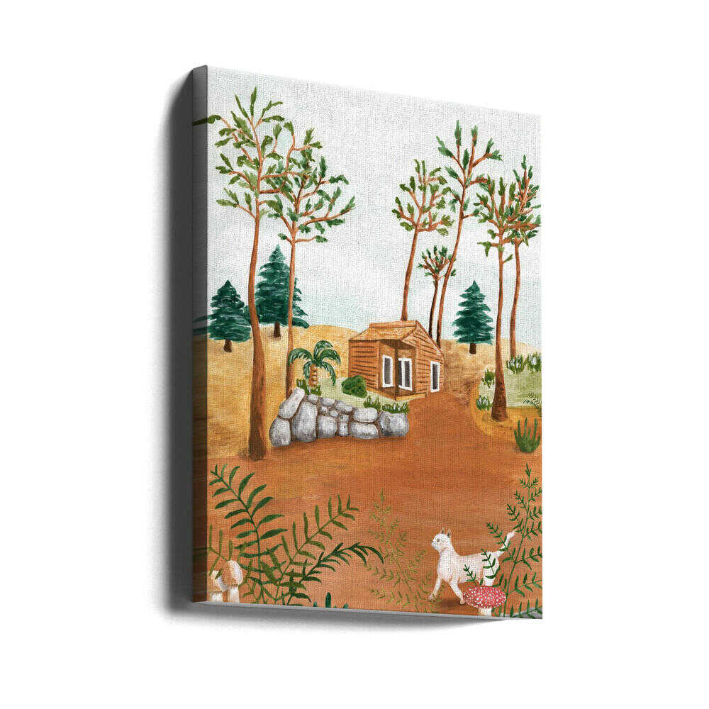 Woodland Cabin Cat - Stretched Canvas, Poster or Fine Art Print - I Heart Wall Art - Poster Print, Canvas Print or Framed Art Print