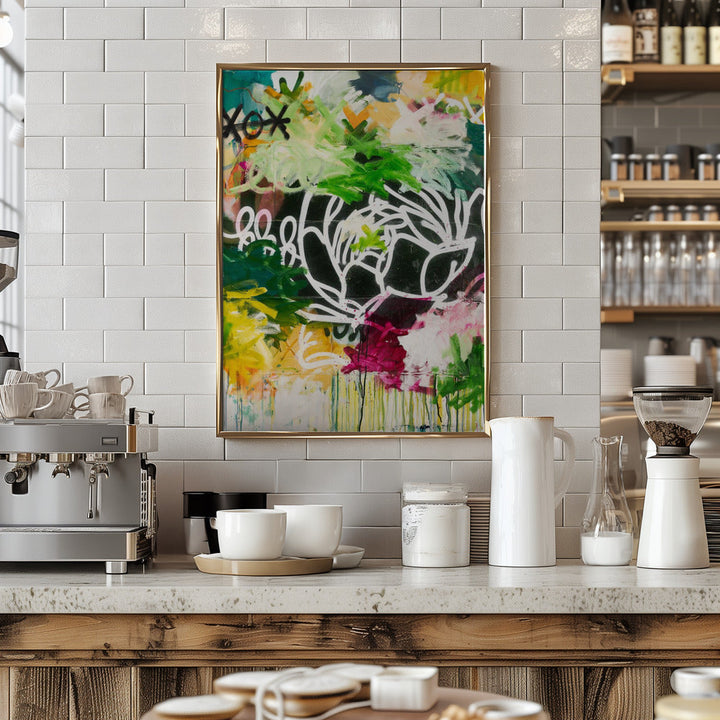 xo green flower - Stretched Canvas, Poster or Fine Art Print I Heart Wall Art
