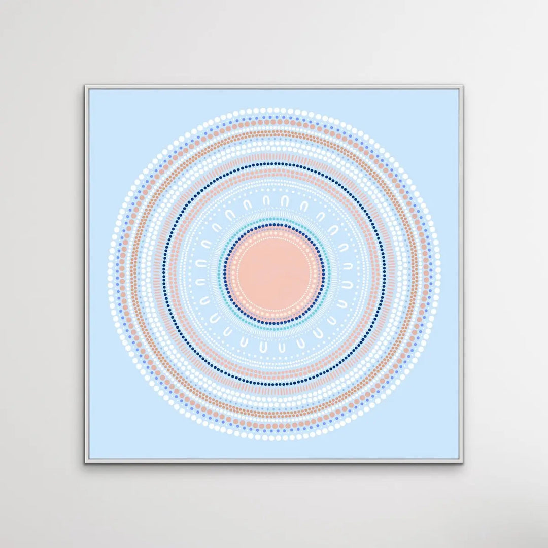 Yarning Circle - Blue - Art Print By Sherri Cummins I Heart Wall Art Australia 