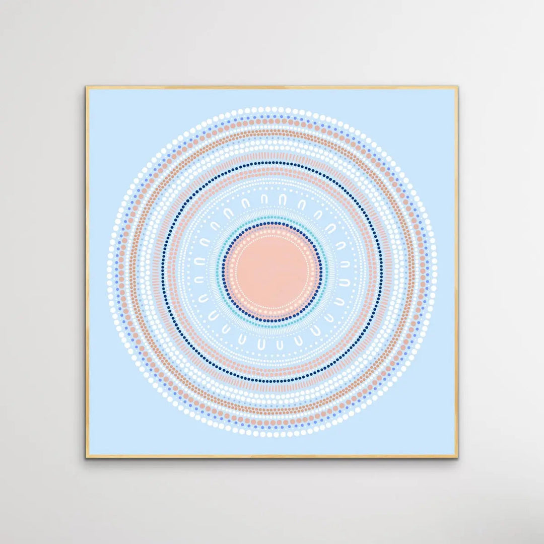 Yarning Circle - Blue - Art Print By Sherri Cummins I Heart Wall Art Australia 