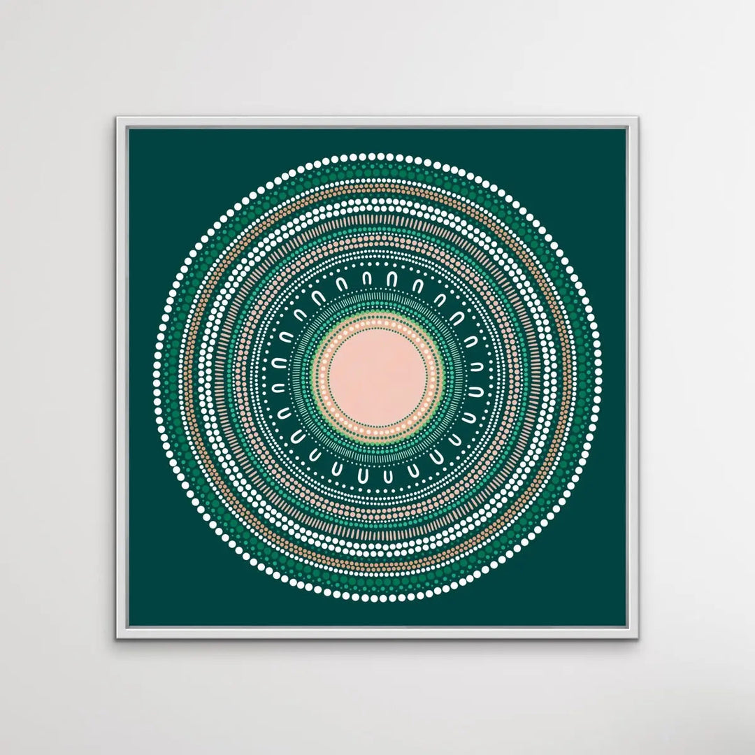 Yarning Circle - Green Artwork By Sherri Cummins I Heart Wall Art Australia 