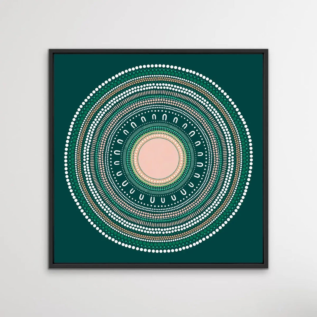 Yarning Circle - Green Artwork By Sherri Cummins I Heart Wall Art Australia 