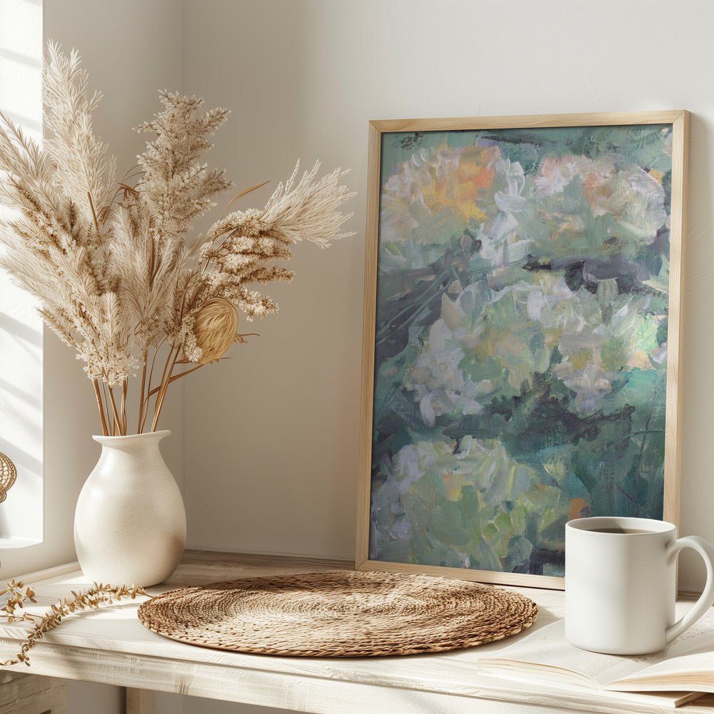 Yellow and White Hydrangea Flowers - Stretched Canvas, Poster or Fine Art Print - I Heart Wall Art - Poster Print, Canvas Print or Framed Art Print