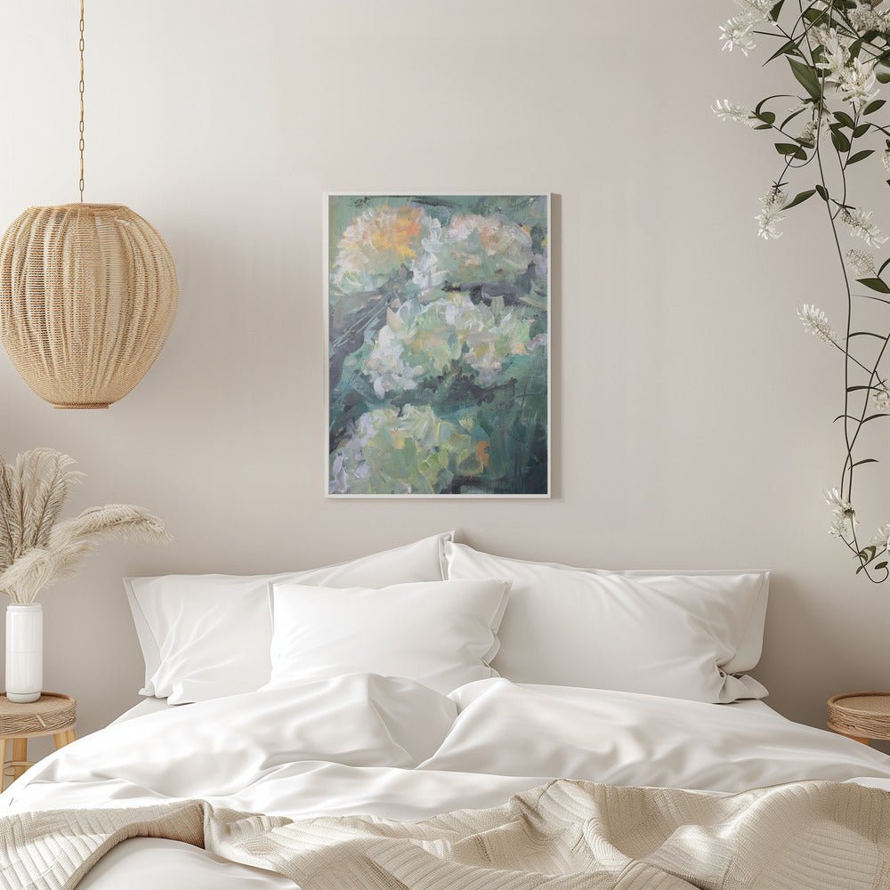 Yellow and White Hydrangea Flowers - Stretched Canvas, Poster or Fine Art Print - I Heart Wall Art - Poster Print, Canvas Print or Framed Art Print