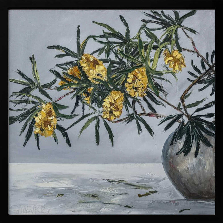 Yellow Banksia Still Life - Square Stretched Canvas, Poster or Fine Art Print by Angela Hawkey - I Heart Wall Art - Poster Print, Canvas Print or Framed Art Print