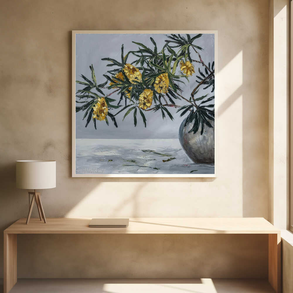 Yellow Banksia Still Life - Square Stretched Canvas, Poster or Fine Art Print by Angela Hawkey - I Heart Wall Art - Poster Print, Canvas Print or Framed Art Print