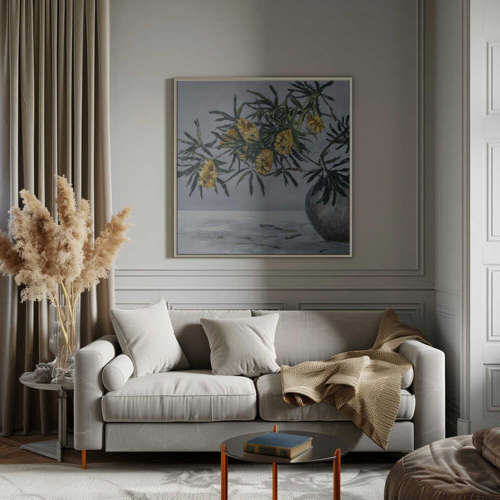 Yellow Banksia Still Life - Square Stretched Canvas, Poster or Fine Art Print by Angela Hawkey - I Heart Wall Art - Poster Print, Canvas Print or Framed Art Print