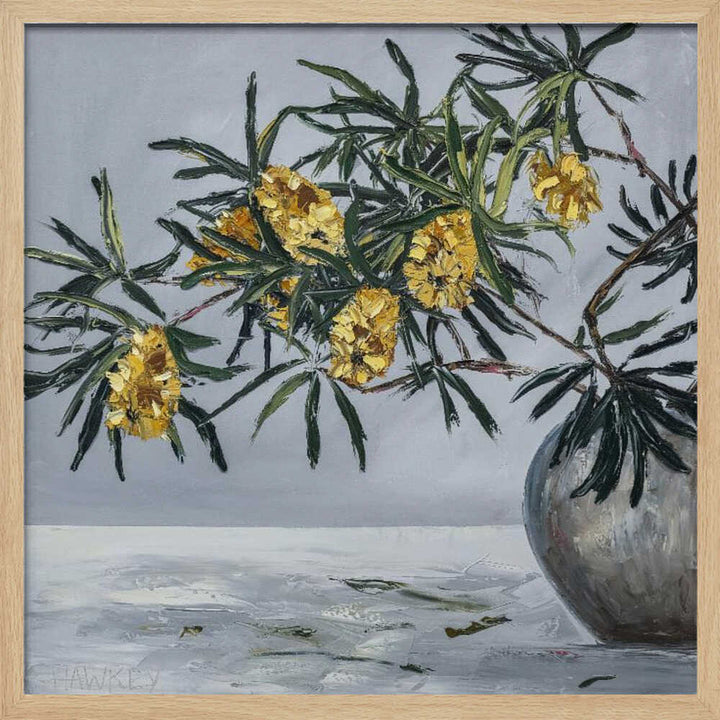 Yellow Banksia Still Life - Square Stretched Canvas, Poster or Fine Art Print by Angela Hawkey - I Heart Wall Art - Poster Print, Canvas Print or Framed Art Print