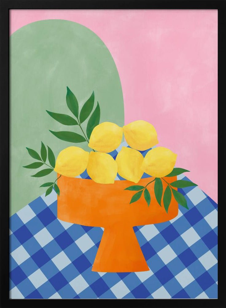 Yellow Lemons with Green Leaves - Stretched Canvas, Poster or Fine Art Print - I Heart Wall Art - Poster Print, Canvas Print or Framed Art Print